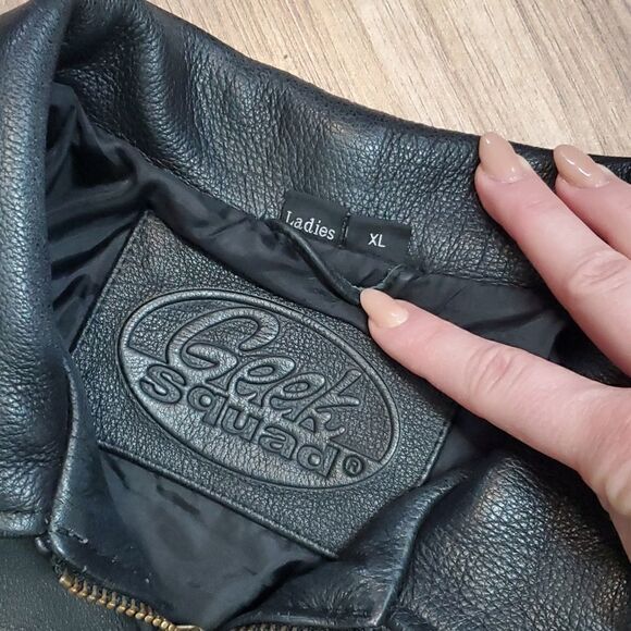 Geek Squad Ladies Leather Embroidered Jacket - Picture 5 of 11